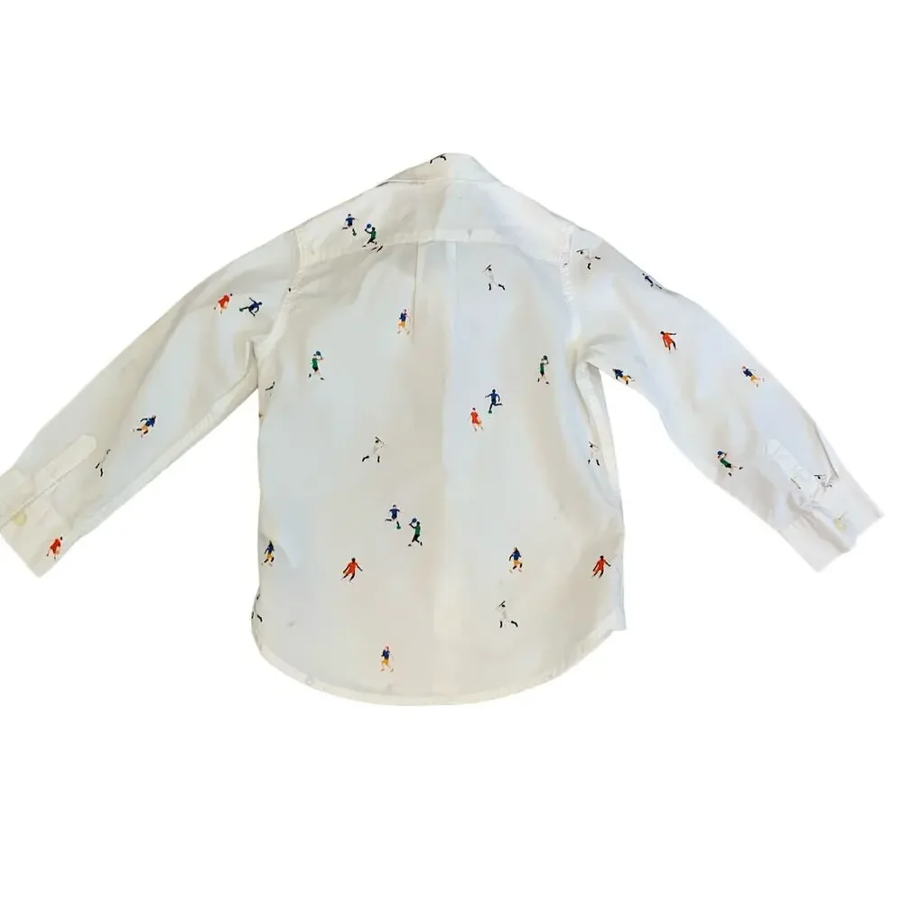 GAP White Long Sleeve Button Down Oxford Dress Shirt with sports players